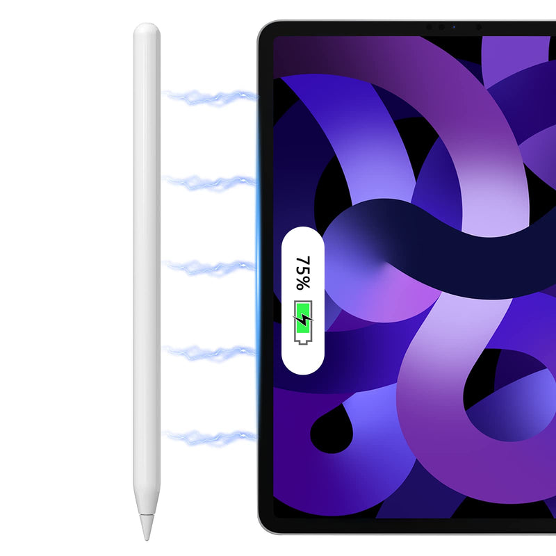  [AUSTRALIA] - MoKo Wireless Charging Stylus Pen for iPad, Apple Pencil 2nd Gen for iPad Pro 12.9" 3rd/4th/5th, iPad Pro 11" 1st/2nd/3rd, iPad Air 5th/4th,Mini 6th, Wireless Magnetic iPad Pencil Tilt Palm Rejection White