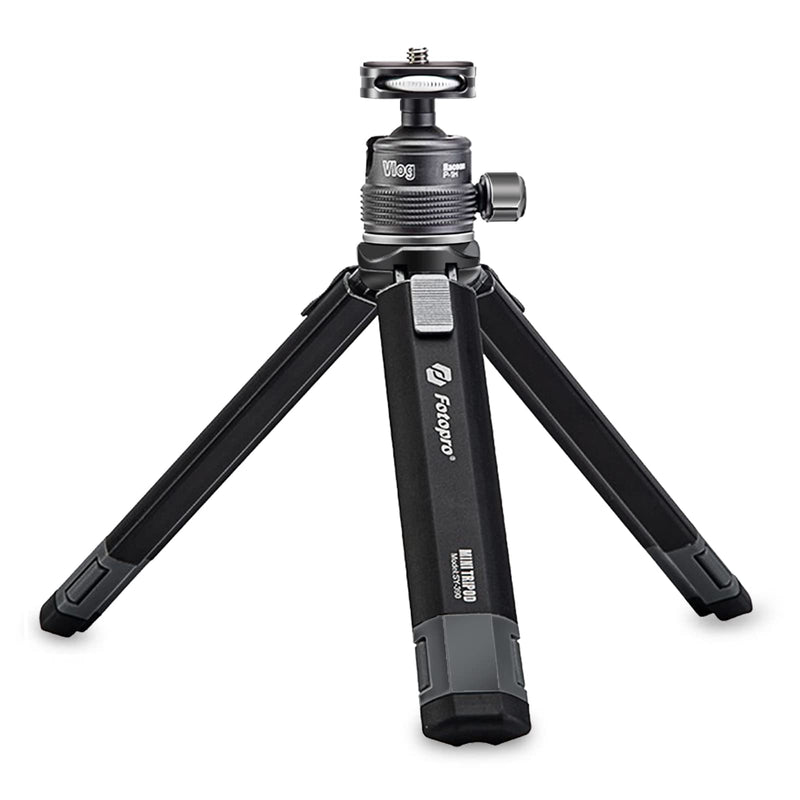  [AUSTRALIA] - Fotopro Desktop Tripod All Metal Material Aluminum Alloy 360 Degree Ball Head 1/4 Inch Screw Mini Portable Extendable Table Tripod for Cell Phone DSLR Camera Travel Photograph Vlog Video SY-390+P-1HX