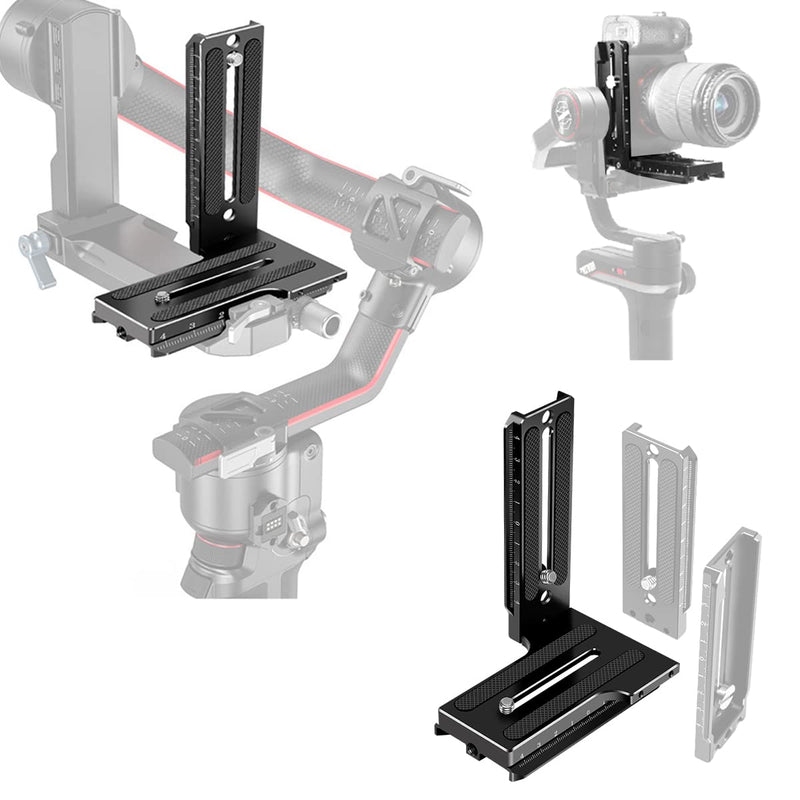 [AUSTRALIA] - EaxanPic Aluminum L Bracket Vertical Horizontal Switching Quick Release Plate for DJI Ronin RS2 RSC2 Zhiyun Weebill-S Gimbal Stabilizer Tripod Monopod and SLRs