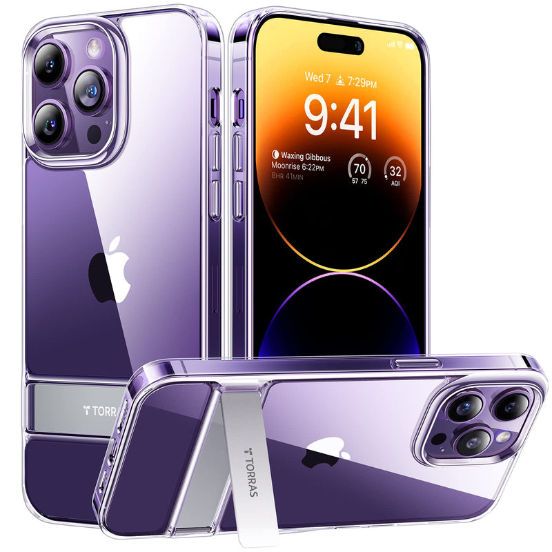  [AUSTRALIA] - TORRAS MoonClimber Designed for iPhone 14 Pro Case Clear with Stand, [10FT Military Grade Drop Tested] Ultra Clear Shockproof Slim Hard Protective Case for 14 Pro with Kickstand, Clear