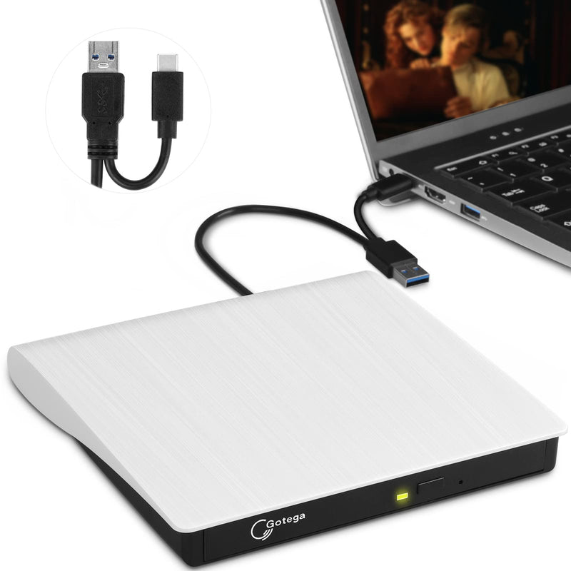  [AUSTRALIA] - External DVD Drive USB 3.0 Type C USB C Portable CD/DVD +/-RW Disk Drive External CD Drive DVD Player for Laptop CD/DVD ROM Burner Reader Compatible with Laptop Desktop PC Windows Linux OS Apple Mac