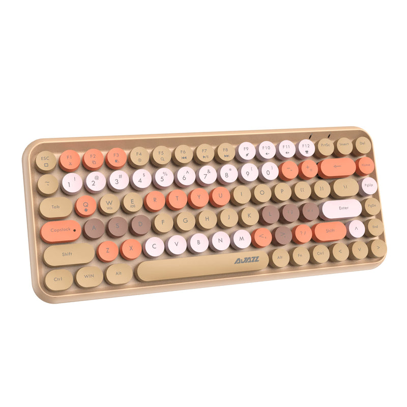  [AUSTRALIA] - FELiCON Wireless Bluetooth Keyboard Mini Portable 84-Key Keyboard Compatible with Android, Windows, PC, Tablet-Dark, Perfer for Home and Office Keyboards (Milk Tea Color) Milk tea color