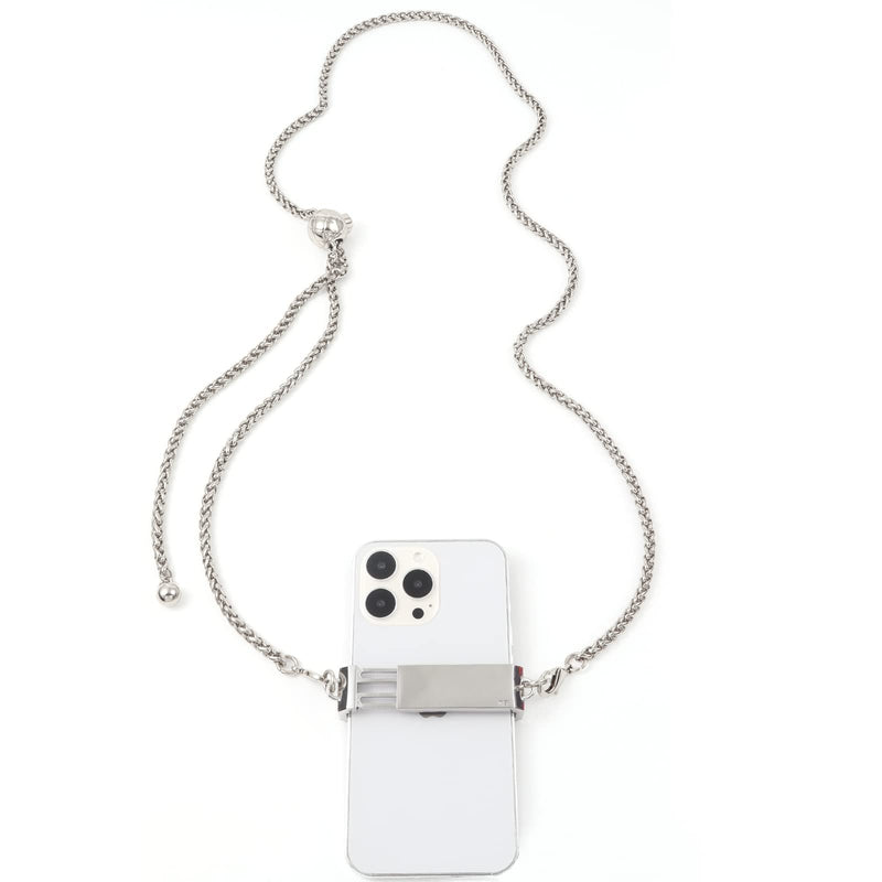  [AUSTRALIA] - Portable Phone Clip Adjustable Crossbody Chain Phone Chain Accessories Metal Chain Phone case Lanyard Phone Lanyard Crossbody Rope (Cell Phone Clips and Chains（Silver White Color） X03) Cell phone clips and chains（Silver White color）X03