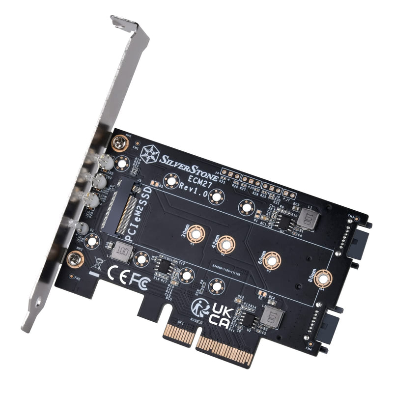  [AUSTRALIA] - SilverStone Technology ECM27 Triple Slot (1 x NVMe & 2 x SATA) M.2 SSD to PCIe x4 Adapter Card, SST-ECM27