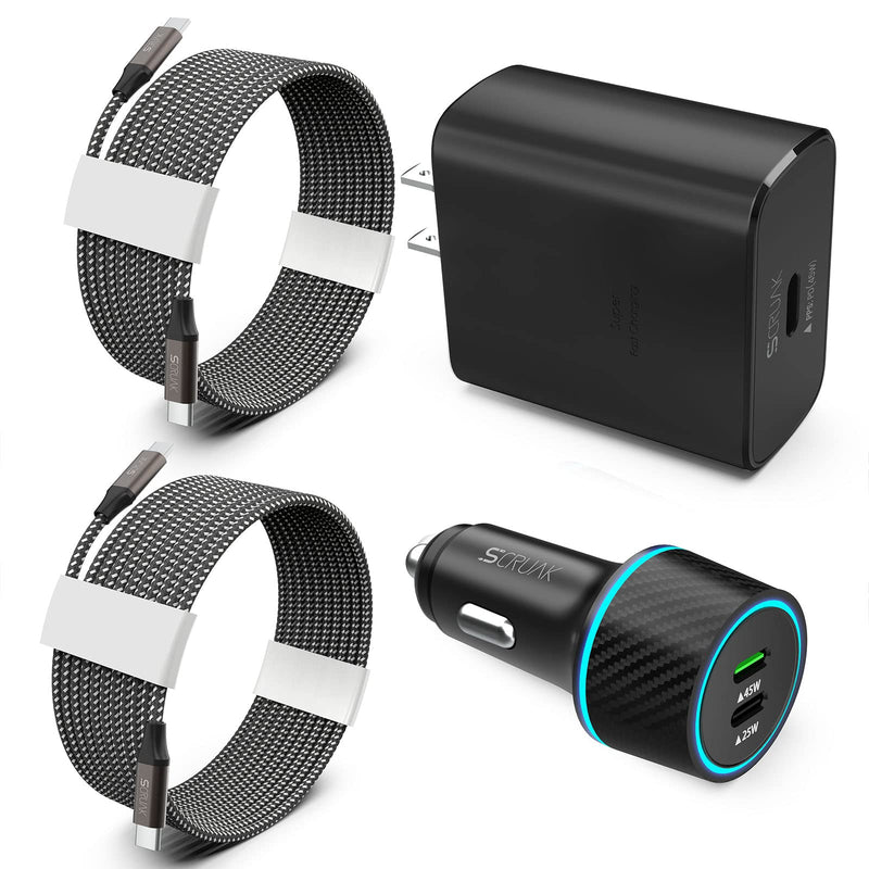  [AUSTRALIA] - S22 Ultra Charger Type C Kit, SCRUAK 45W PPS Super Fast USB-C Wall/Car Charger for Samsung Galaxy S22 Ultra/S22+/S22/S21/S20/Note 20/Note 10+, Tab S8/S8+, Z Fold 4…(with 2X 3.3FT 5A Type C Cable)