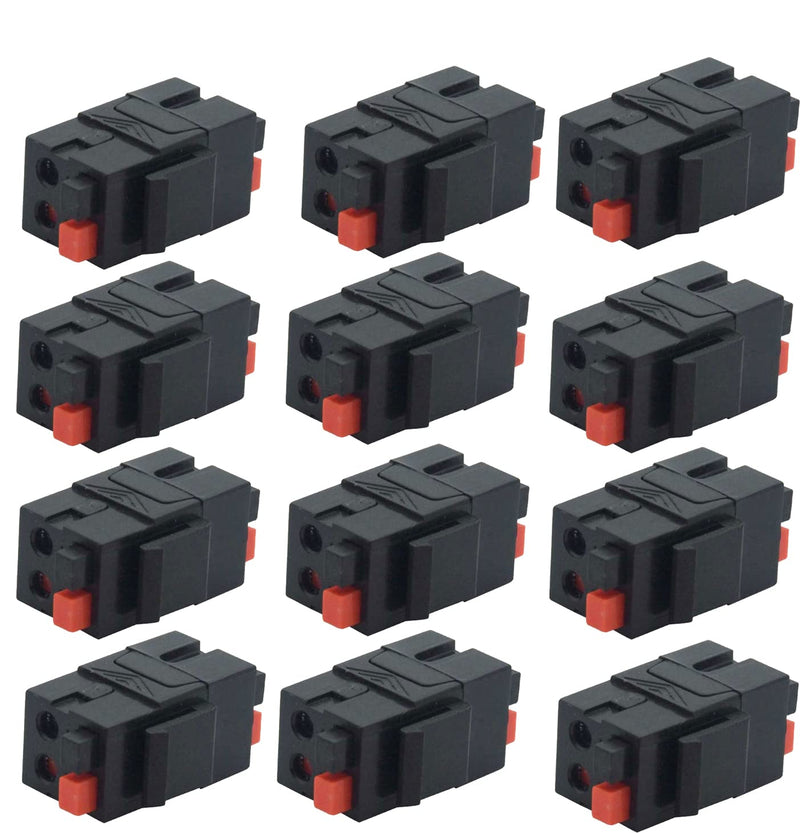  [AUSTRALIA] - diyTech Speaker Keystone Jack – Spring Loaded Speaker Jack for Keystone Wall Plate, Female to Female, for Home Theater Wall Plates - Black (12-Pack) 12 Pack