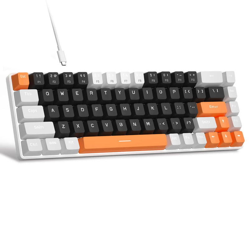  [AUSTRALIA] - Portable 60% Mechanical Gaming Keyboard, MageGee MK-Box LED Backlit Compact 68 Keys Mini Wired Office Keyboard with Blue Switch for Windows Laptop PC Mac - Black/White Black White/Blue Switch