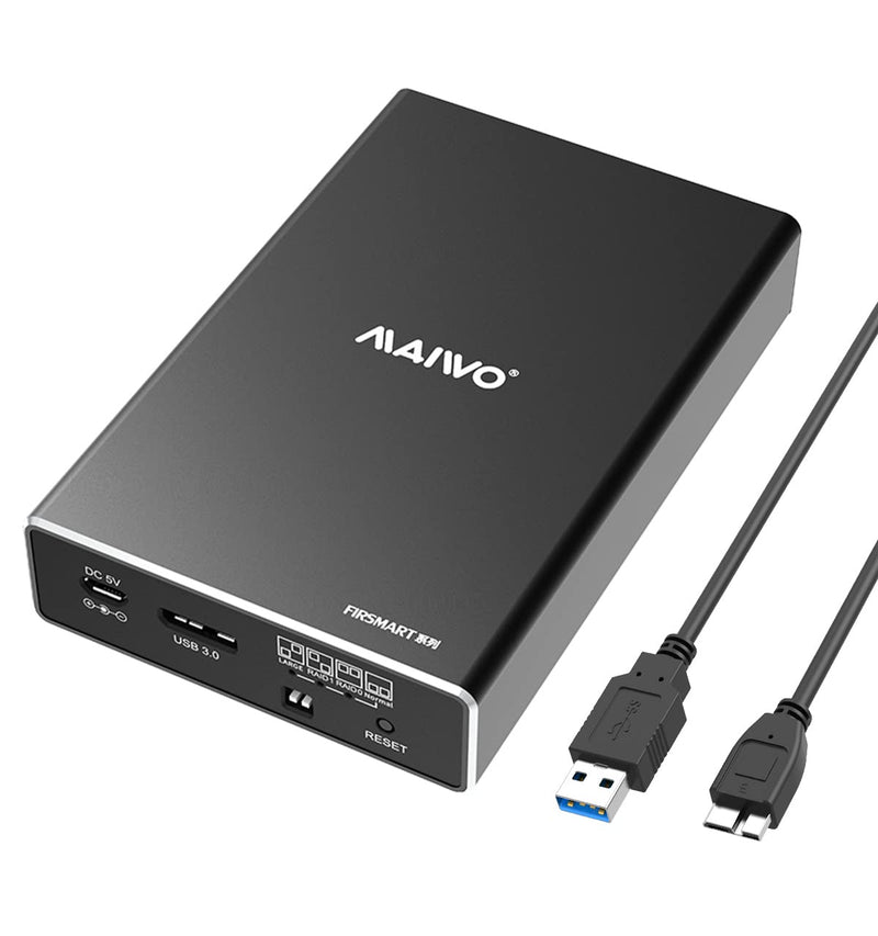  [AUSTRALIA] - MAIWO 2 Bay 2.5 inch USB 3.0 SATA Hard Drive HDD SSD Raid Aluminum Enclosure Support RAID 0/1 RAID Mode RAID Storage Case Up to 12TB