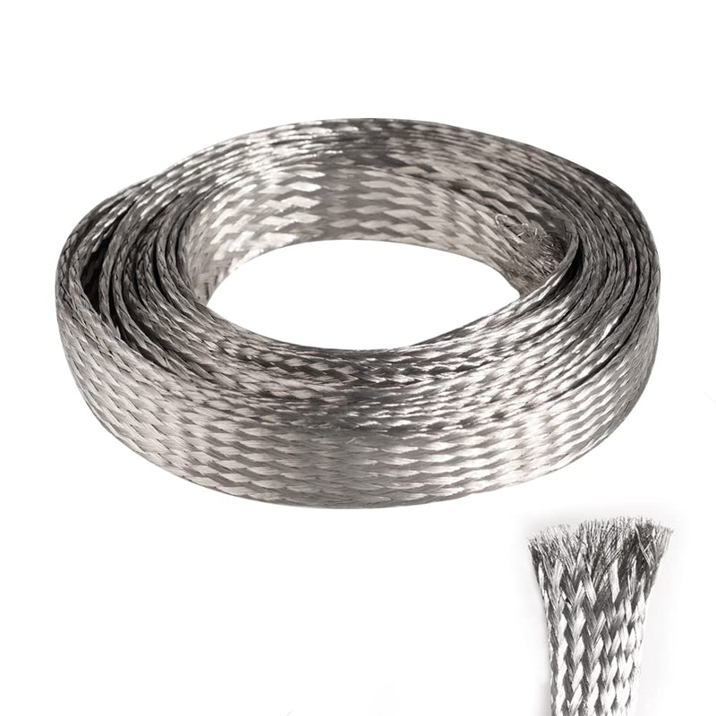  [AUSTRALIA] - QuQuyi 9.84ft 22mm Braided Ground Strap Tinned Copper Flat Sleeving Expandable Metal Sheath Screening Signal Wire Cable Shielded