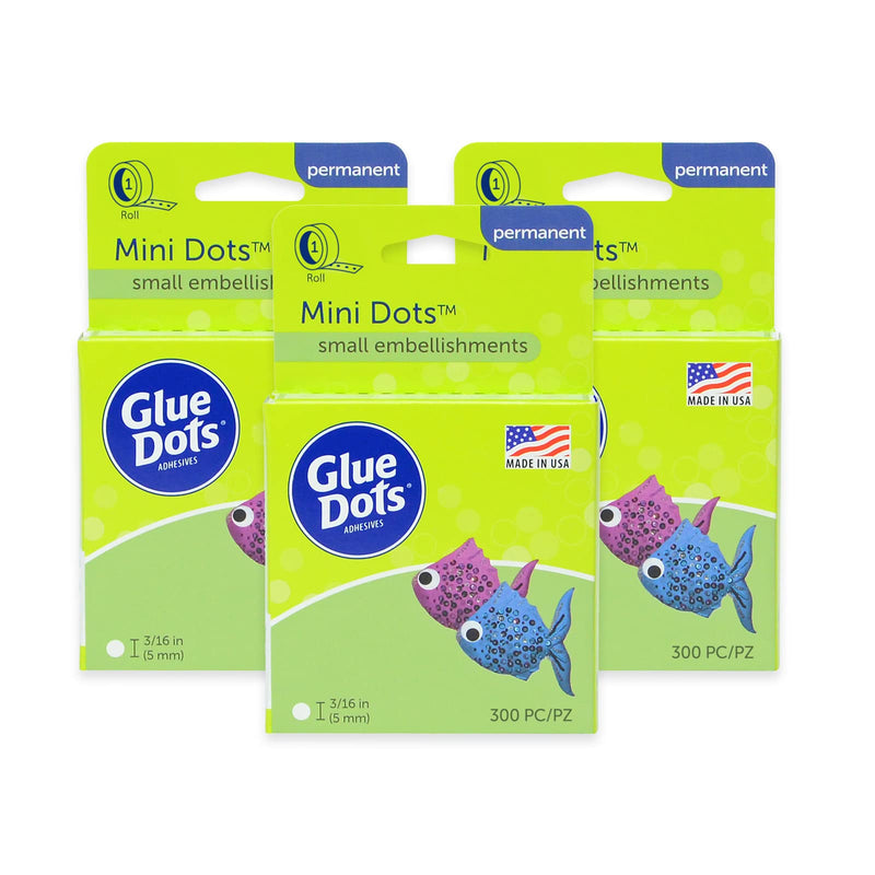  [AUSTRALIA] - Glue Dots Double-Sided Mini Dots, 3 Pack, 3/16'', Clear, 900 Total Dots Mini Dots Roll 3-Pack