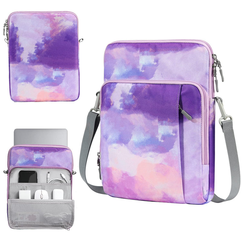  [AUSTRALIA] - TiMOVO 13.3 Inch Laptop Sleeve Case Shoulder Bag with Pockets for iPad Pro 12.9 2022/2021/2020, MacBook Air 2022-2018, MacBook Pro 2022-2016, Galaxy Tab S8+ 12.4", Surface Pro 8, Watercolor Purple
