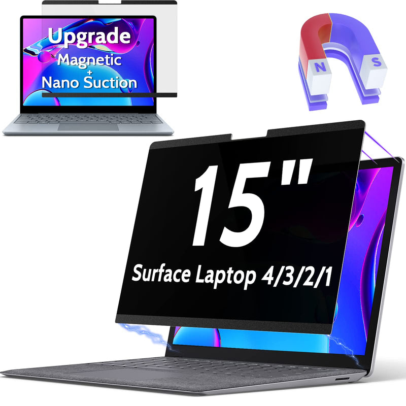  [AUSTRALIA] - Peslv 15 Inch Magnetic Privacy Screen Compatible with 15Inch Surface Laptop 4/3/2/1, Removable Anti Blue Light Glare Filter, Black Security Private Apy Block Protector surface laptop 4/3/2/1 -15inch
