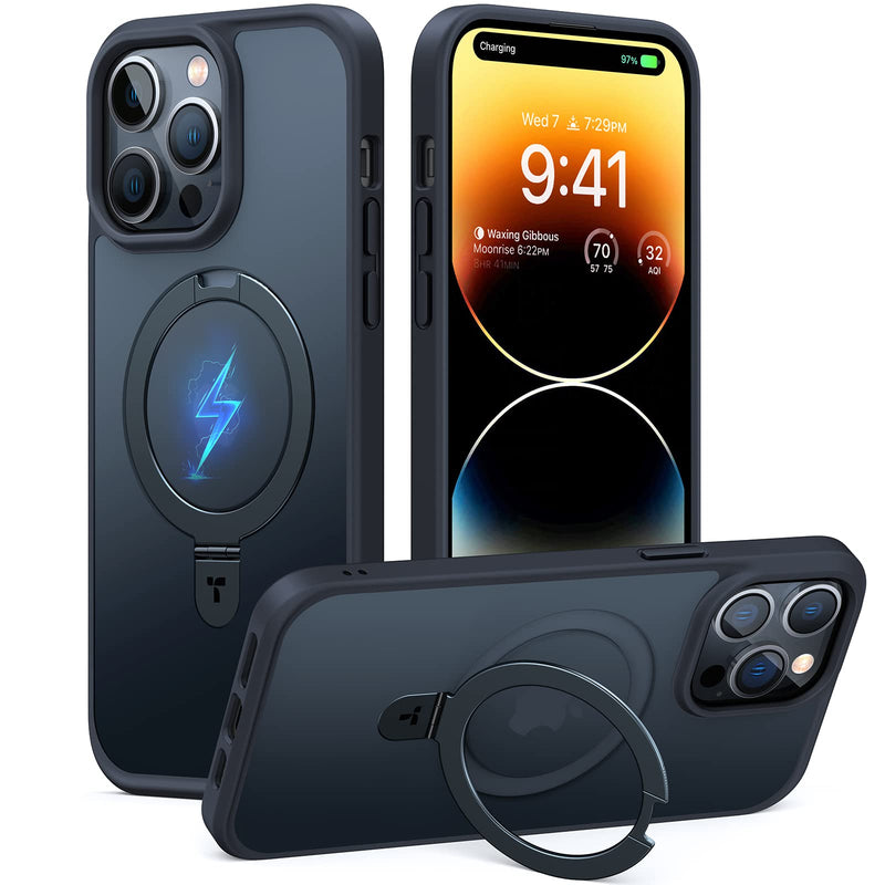  [AUSTRALIA] - TORRAS Magnetic for iPhone 14 Pro Max Case [Compatible with Magsafe] with Stand, [Military Grade Drop Protection] Shockproof Translucent Back Slim Protective Phone Case (2022), Black