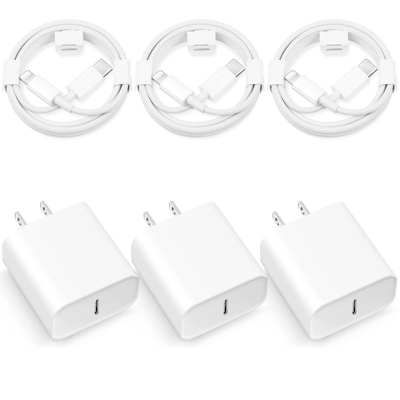  [AUSTRALIA] - 3-Pack iPhone 14 13 12 11 Fast Charger,【Apple MFi Certified】 20W PD USB C Wall Charger 6FT Cable Fasting Charging Adapter Compatible with iPhone 14Pro/13 Pro/12/12 Pro Max/11 Pro Max/XS Max/XS/XR/X/8