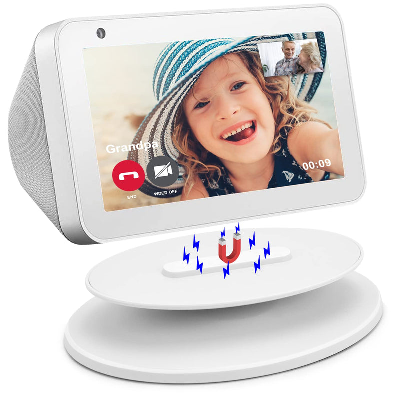  [AUSTRALIA] - Stand for Echo Show 5 & Echo Show 8, Universal Adjustable Speaker Stand Mount Magnetic Holder with Aluminum Anti-Slip Base, 360 Degree Rotation, Tilt Function (White) Show 5 Stand-White