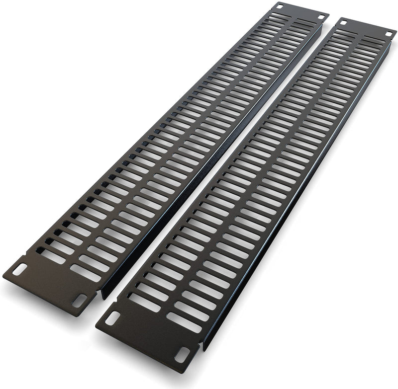  [AUSTRALIA] - Rackmount Venting Panel - 2U (2 Pack) Spacer for IT/AV 19 inch Network Server Rack Mount Cabinet Enclosure - Blank Vented Metal Slot Filler - Equipment Cooling Air Circulation (Black) Tupavco TP1722
