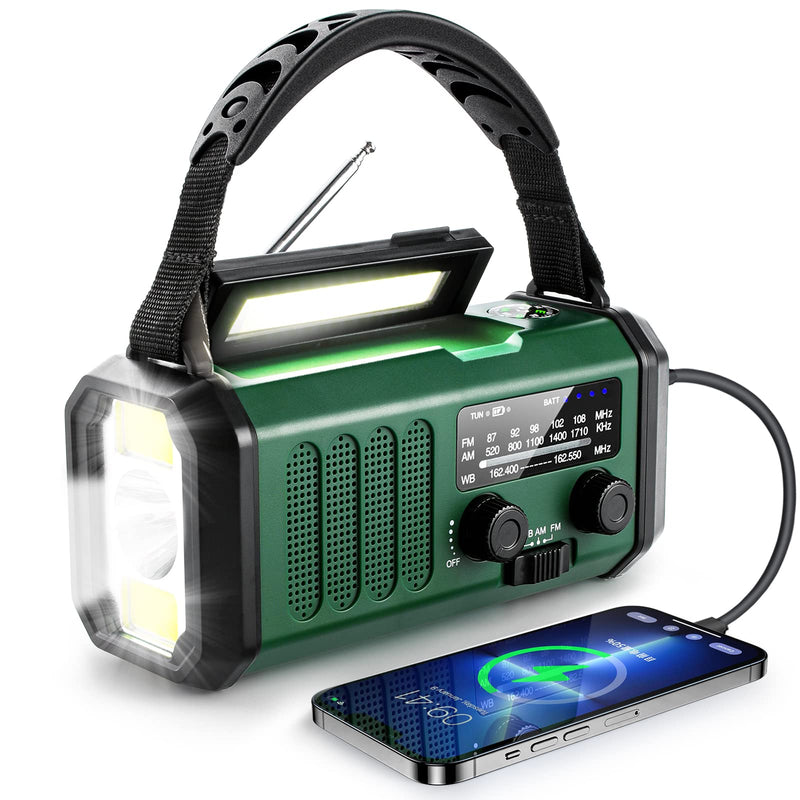  [AUSTRALIA] - 10000mAh Crank Radio, Emergency Radio, Solar Radio, NOAA/AM/FM Weather Radio, USB Type-C Charging,Dynamo Radio,Polymer Battery,Torch & LED Reading Light, SOS Alarm,Compass for Camping