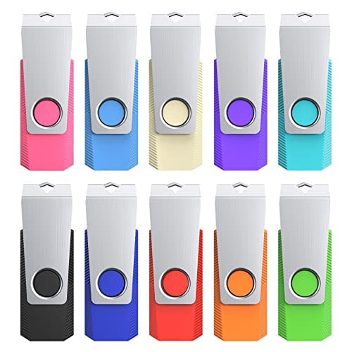  [AUSTRALIA] - KEXIN 64GB Flash Drive 10 Pack Thumb Drive 64 GB USB Flash Drives 64G 10 PCS USB Drive Bulk Jump Drive Swivel Pen Drive Data Storage USB Stick with LED Indicator 64G Color