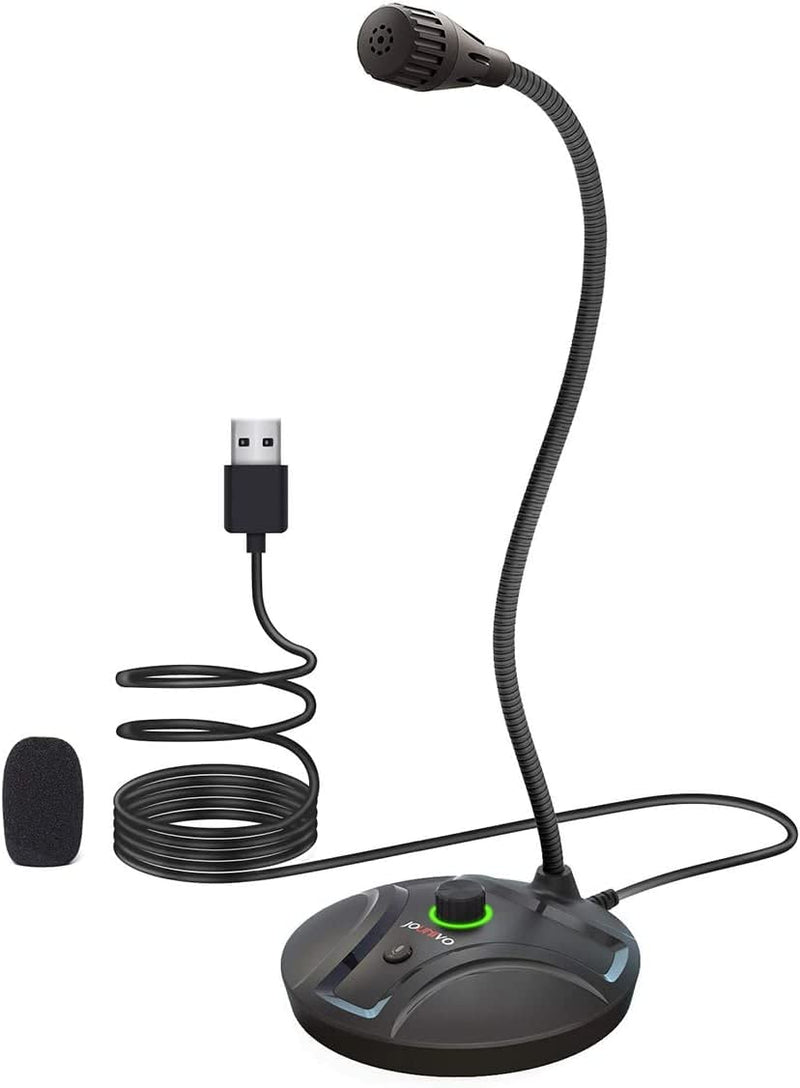  [AUSTRALIA] - USB Computer Microphone JV605 PRO with Mute Button & Volume Knob Compatible with PC Laptop Desktop Mac PS4, Play & Plug Gooseneck Mic Recording for Gaming, Streaming, YouTube, Vocal