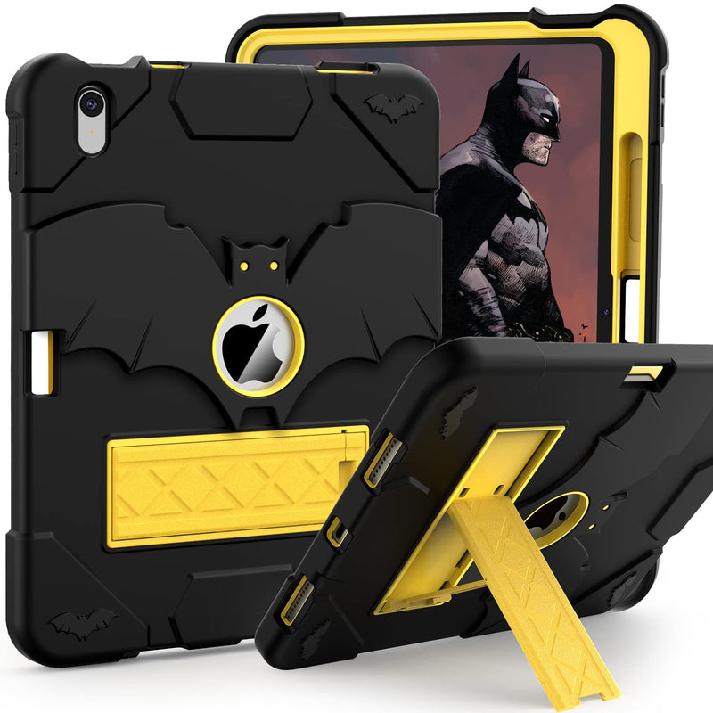  [AUSTRALIA] - YIMIKOL Kids Case for ipad 10th Generation 2022, ipad 10.9 inch Slim Heavy Duty Shockproof Rugged Protective Cover with Built-in Stand for iPad 10th Gen 10.9'' for Boys Girls, Black+Gold
