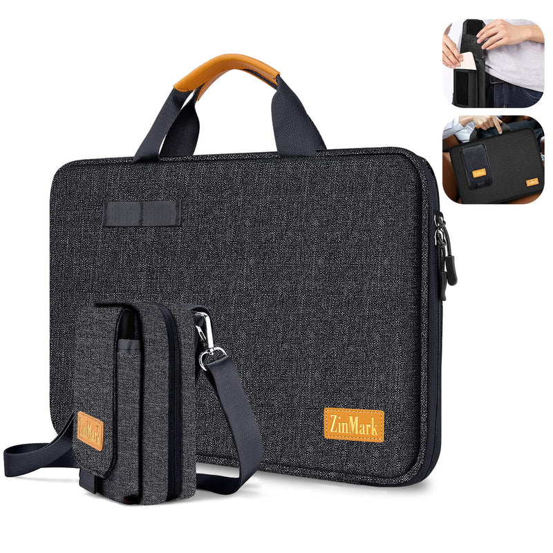  [AUSTRALIA] - Laptop Case 15.6 Inch Briefcase Military-Grade Protection with Detachable Belt Bag, Compatible All Model of 15-16 Inch MacBook Pro and Most Popular 15.6 Inch Notebooks Chromebooks (Black) Black