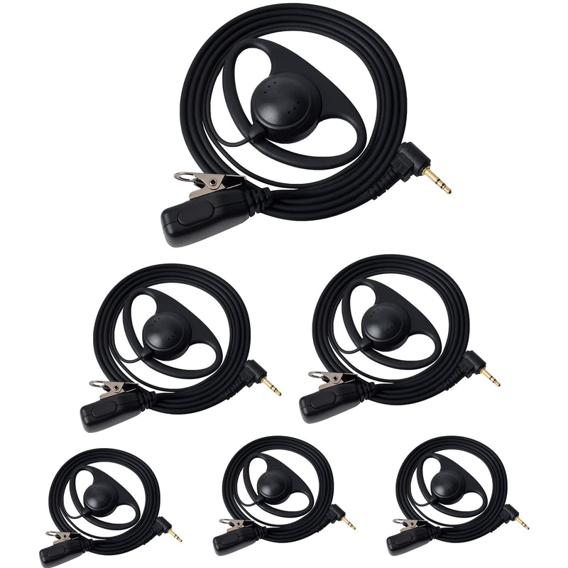  [AUSTRALIA] - UAYESOK 1 pin D Shape 2 Way Radio Earpiece for Motorola Talkabout Walkie Talkie T200 T200TP T260 T402 T460 T465 T600 T800 T6500 MC220R MR350R MS350R MJ270R(6 Pack)