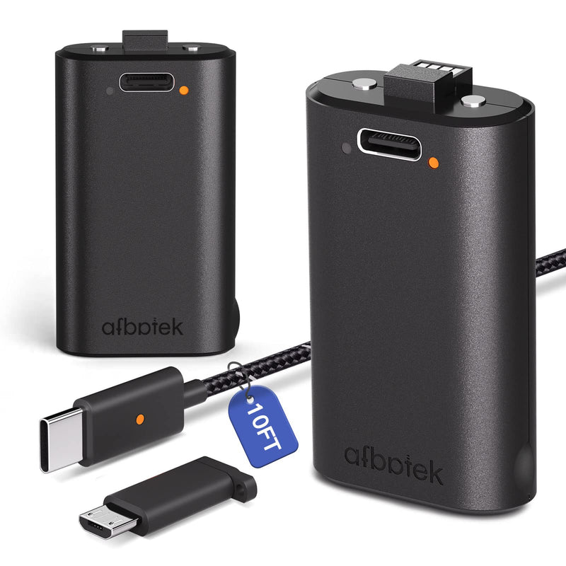  [AUSTRALIA] - 2 Pack Rechargeable Battery Pack for Xbox S/X/One/Elite Controller, Xbox Series X/S Controller Game Accessories with Fast Charger and 10FT USB-C Charging Cable