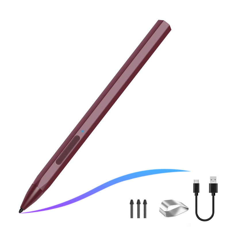  [AUSTRALIA] - Surface Pen Official Stylus for Microsoft Surface Pro8/X/7/6/5/4/3 Surface Go 3/2/1 Surface 3/Laptop/Studio/Book 4/3/2/1 with 4096 Tilt Pressure, Palm Rejection, Magnetic Attachment, Rechargeable, Red Hexagonal Design/4096/Magnetic Pen