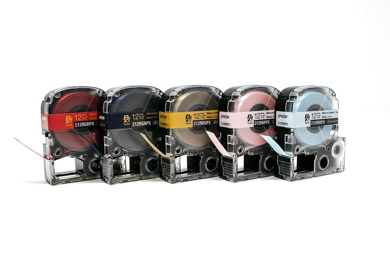  [AUSTRALIA] - Epson LabelWorks Ribbons Bundle - 5 Label Maker Printable Ribbons - 212RBBPX, 212RBGPX, 212RBPPX, 212RGNPX, 212RGRPX