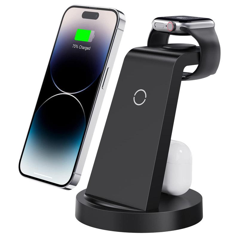  [AUSTRALIA] - 3 in 1 Charging Station for iPhone, Wireless Charger for iPhone 14 13 12 11 X Pro Max & Apple Watch - Charging Stand Dock for AirPods Black
