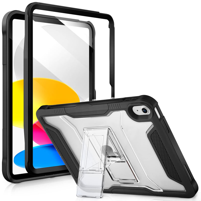  [AUSTRALIA] - DTTOCASE iPad 10th Generation Kickstand Protective Case 2022,iPad 10.9 Inch Cover with Matte Frosted Shockproof Back [Anti-Fingerprint,Anti-Scratch,Support Touch ID,Camera Protection]-Black Black