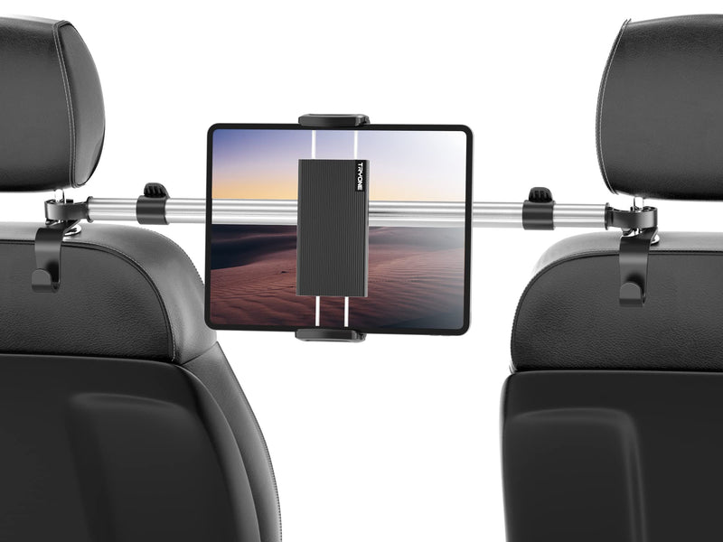  [AUSTRALIA] - Car Tablet Holder Mount for iPad: Tryone Headrest Tablet Stand for Car Back Seat Compatible with iPad Pro Air Mini | Galaxy Tab | Kindle Fire HD | Switch OLED or Other 4.7 -12.9" Devices Silver