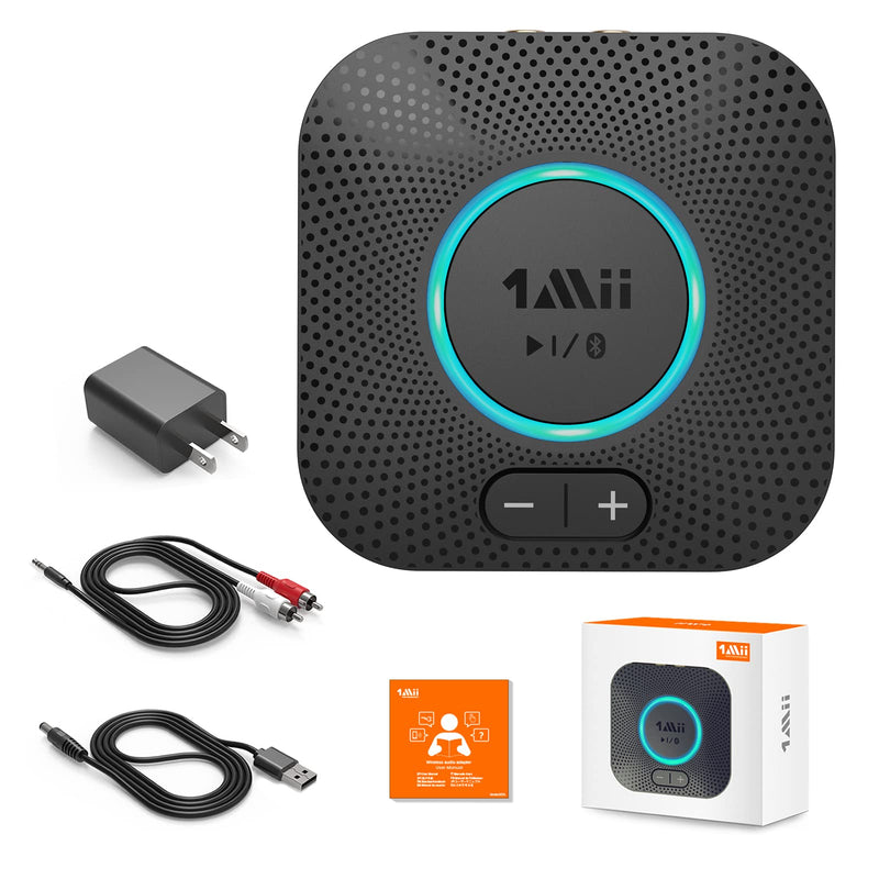  [AUSTRALIA] - Bluetooth 5.0 Receiver for Home Music Streaming System, 1Mii Wireless Audio Adapter for Stereo Receiver w/ aptX HD aptX Low Latency, Bluetooth Audio Receiver w/ Volume Control RCA/3.5mm Outputs