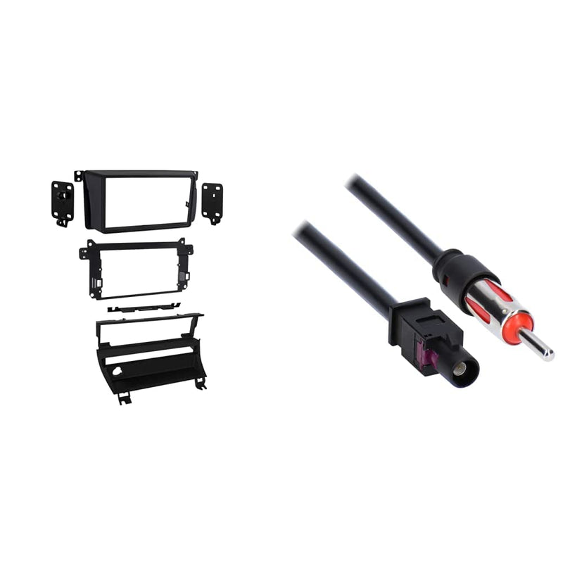  [AUSTRALIA] - Metra 95-9311B Double DIN Stereo Dash Kit & Metra 40-EU10 Antenna to Radio Adapter Cable for Select 2002-Up BMW/Volkswagen Vehicles,Black Dash Kit + Adapter Cable