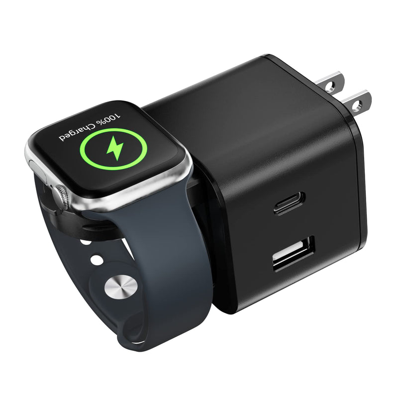  [AUSTRALIA] - BeaSaf for Apple Charging Block with Built-in Watch Charger, Foldable 36W Dual Ports Wall Charger, PD Fast Charger Block for iPhone Compatible with Apple Watch iPhone AirPods