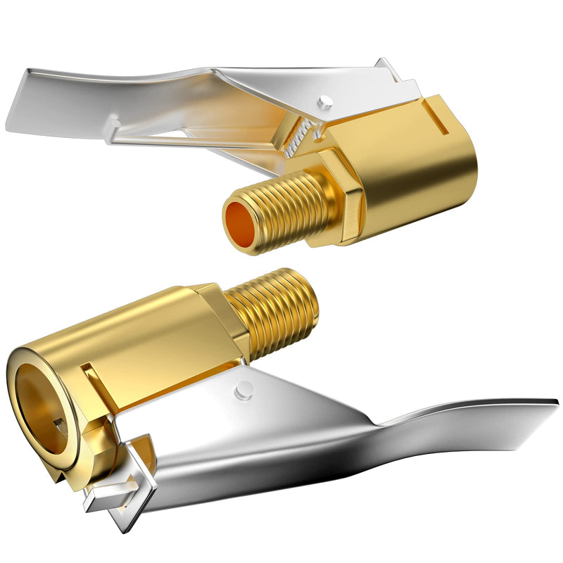  [AUSTRALIA] - 2 Pcs Brass Locking Tire Air Chuck with Standard Tire Valve Thread, Tire Inflator Hose Adapter for Twist On Convert to Lock On Connection, Air Compressor Pump Clip On Tire Chucks without Air Leakage