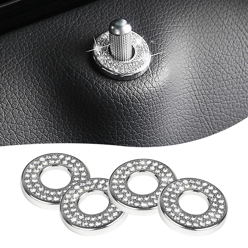  [AUSTRALIA] - Sodcay 4 Pack Bling Car Inner Door Lock Covers, Rhinestones Pull Rod Bolt Decoration Stickers, Auto Universal Sparkly Door Bolt Cap, Compatible with Mercedes-Benz A/B/C/D/E Class (White) 4 PCS White