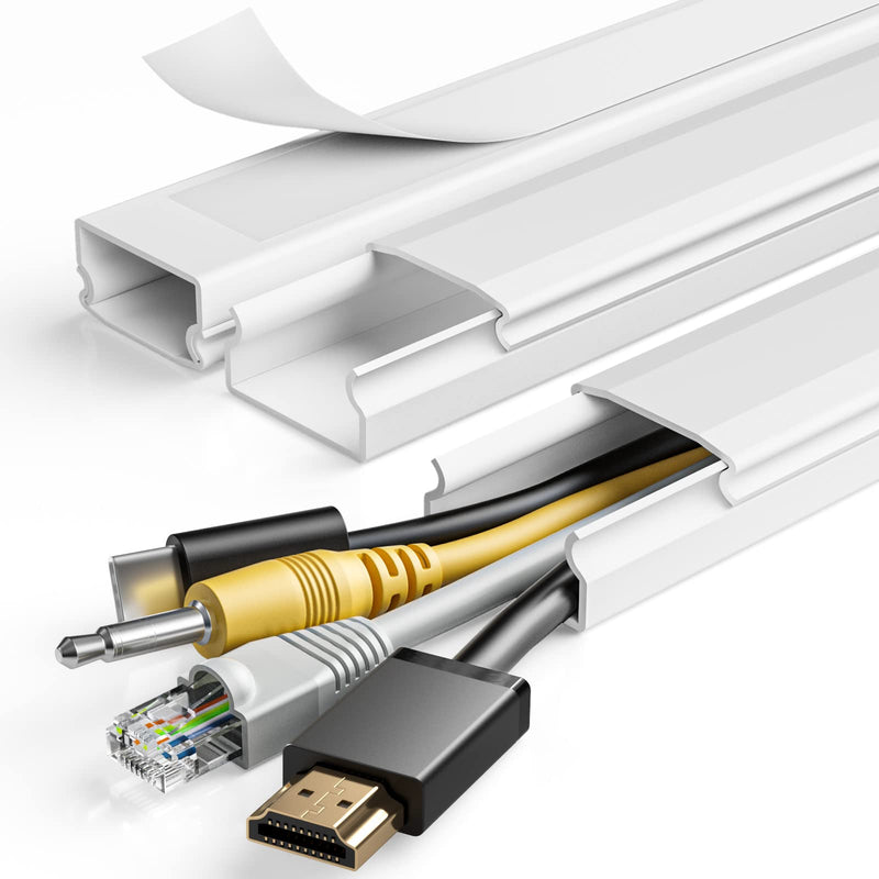  [AUSTRALIA] - TV Cord Hider, 47In Cord Cover, Large Cable Hider, Wire Covers for 4 Cords, Cable Raceway Wire Hider, Wire Hiders for TV on Wall, Cable Cover Cord Concealer, 3×L15.7in W1.18in H0.6in, White