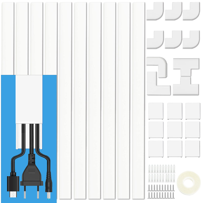  [AUSTRALIA] - Cord Cover Raceway Kit - 157" Paintable Cable Concealer, Wire Hider for TV Wall Mounting and Wire Management White