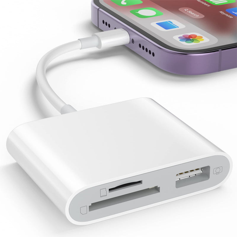  [AUSTRALIA] - SD Card Reader for iPhone, Memory Card Reader with USB Camera Adapter Plug and Play Trail Game Camera SD Card Viewer Supports SD and TF Card Micro SD Card Adapter for iPad No App Required SZHAIYIJIN (SD+TF+USB) to Lightning