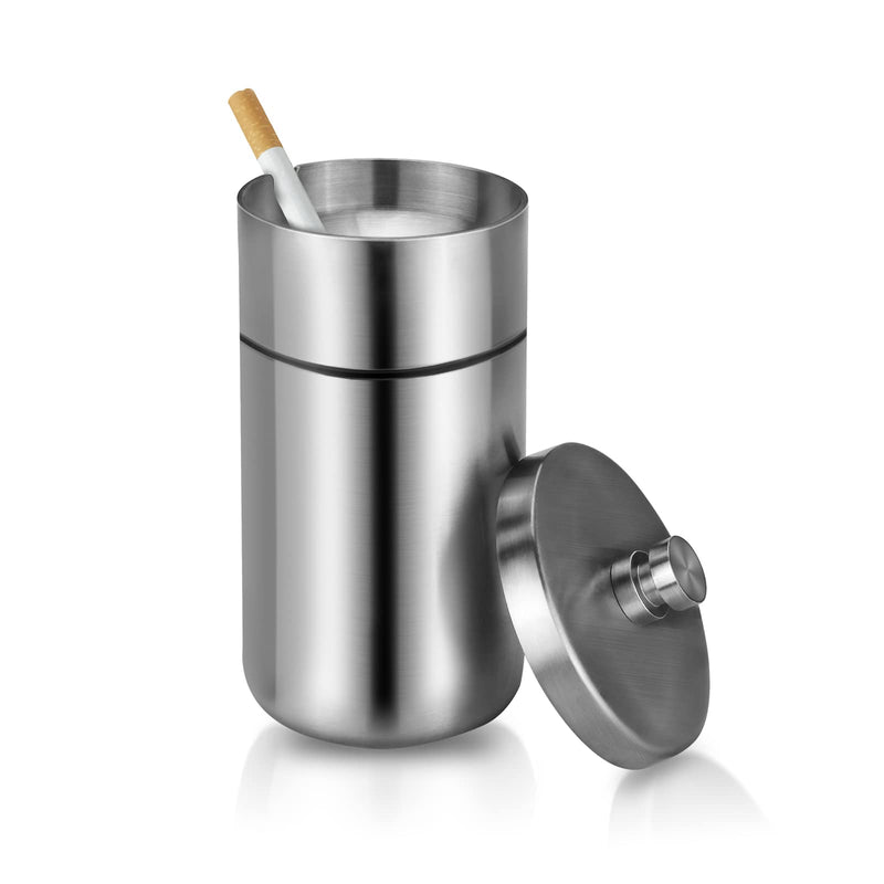  [AUSTRALIA] - Car Ashtray with Lid Smell Proof Stainless Steel Portable Ash Tray for Car Cup Holder Detachable Windproof Extinguished Cigarette Bucket Automotive Ashtrays for Outdoor Home Office