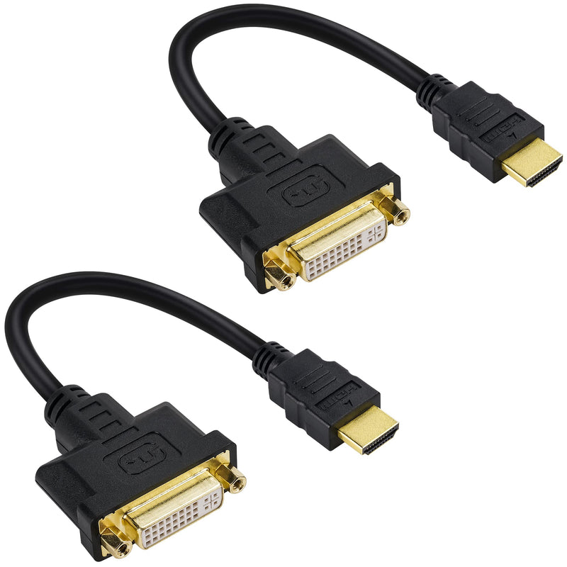  [AUSTRALIA] - Togconn HDMI Male to DVI Female Adapter (2 Pack)，Bi-Directional DVI Female to HDMI Male Connector, Support 1080P Full HD Compatible for Roku, Xbox One, PS5，PS4，Blue-ray DVD, A/V Receivers-0.6ft HDMI（Male）to DVI(Female)