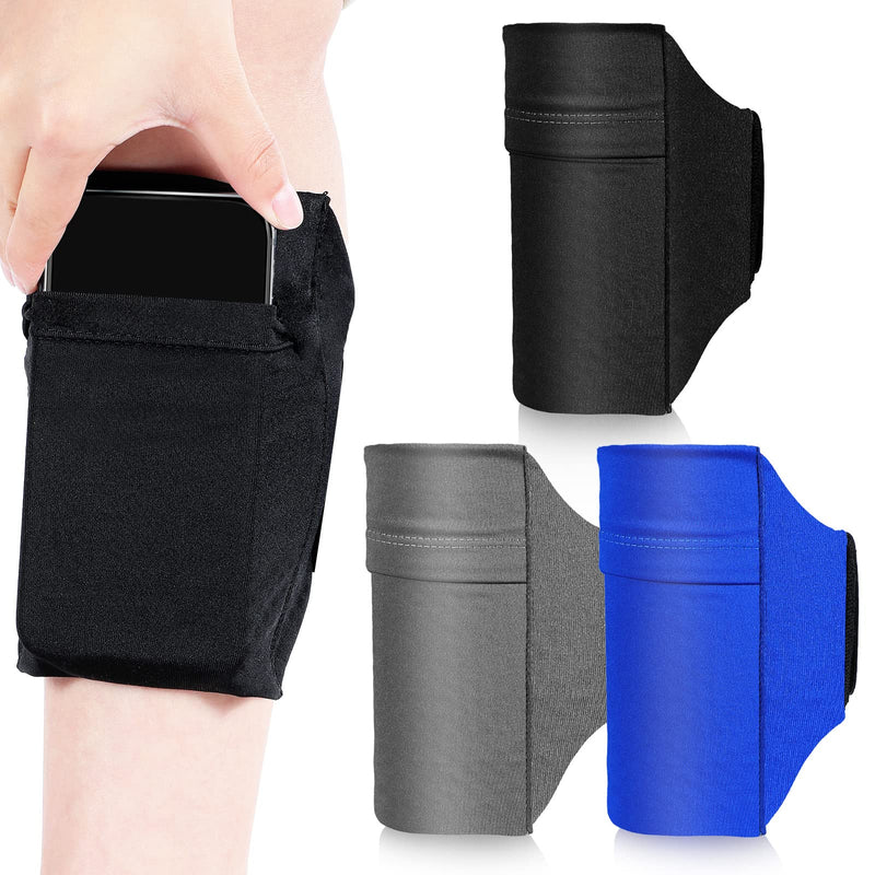  [AUSTRALIA] - Bonuci 3 Pcs Leg Phone Holder Leg Wallet for Card Key Cell Phone Leg Calf Band Armband with Adjustable Non Slip Strap for Women Men Running, Walking, Equestrian, Motorcycle or Hiking