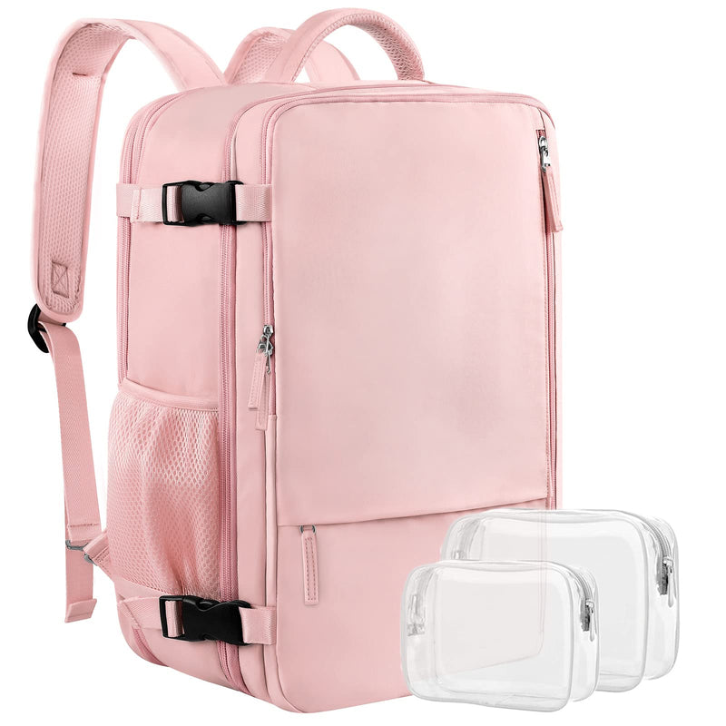  [AUSTRALIA] - Sinaliy Large Travel Backpack for Women, 40L Carry On Backpack, 17 Inch Laptop Backpack, Waterproof Backpack, College Bookbag, Laptop Backpack, Backpack for Women, as Person Item Flight Approved Pink