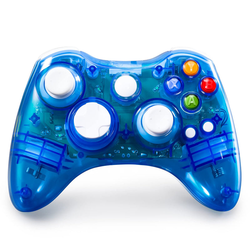  [AUSTRALIA] - PAWHITS Wireless Controller Compatible for 360 Double Motor Vibration Wireless Gamepad Gaming Joypad connected with a receiver Blue