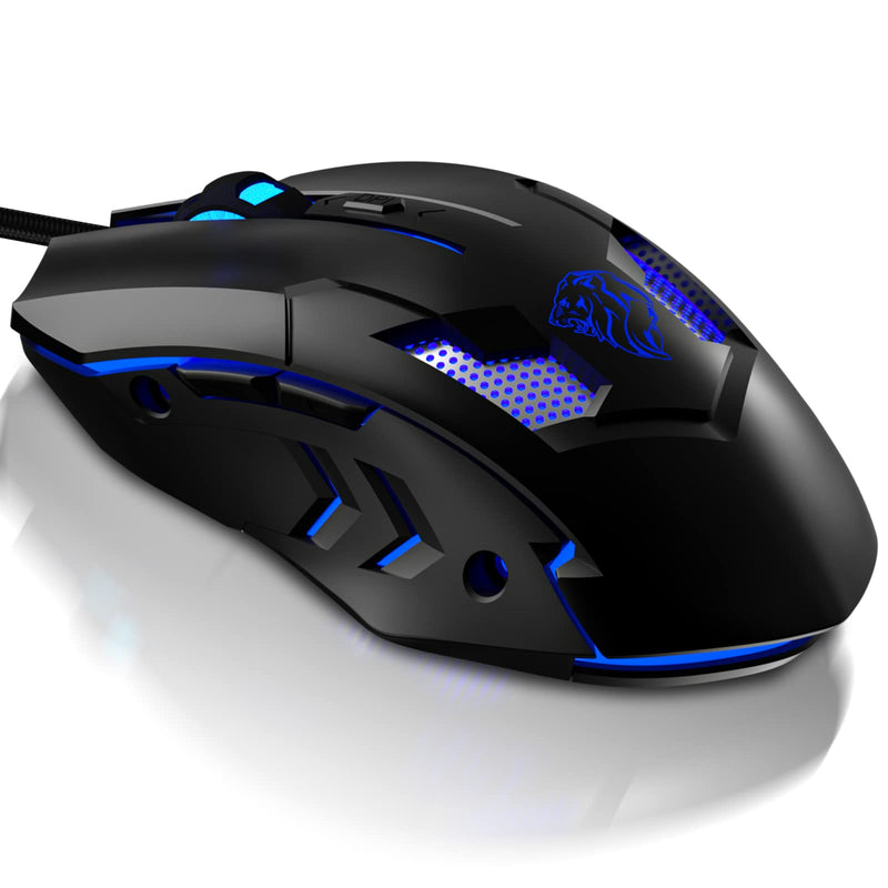  [AUSTRALIA] - FUWANG Wired Gaming Mouse, USB Computer Mouse with RGB Backlit, 7200 DPI Optical Sensor, Ergonomic Gamer Mouse with 6 Programmable Buttons for Windows/PC/Mac/Laptop Gamer Dark Black