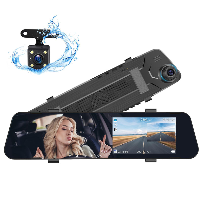  [AUSTRALIA] - 4.5" Mirror Dash Cam Backup Camera 1080P FHD Front and Rear View Mirror Camera for Cars Dual Lens Cam Loop Recording 170°Wide Angle G-Sensor Parking Assistance 4.5"