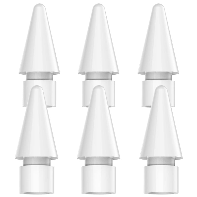 [AUSTRALIA] - HATOKU 6 Packs Replacement Tips for Apple Pencil 1st/2nd Generation, Pen Nibs for iPad Pro Pencil (White)