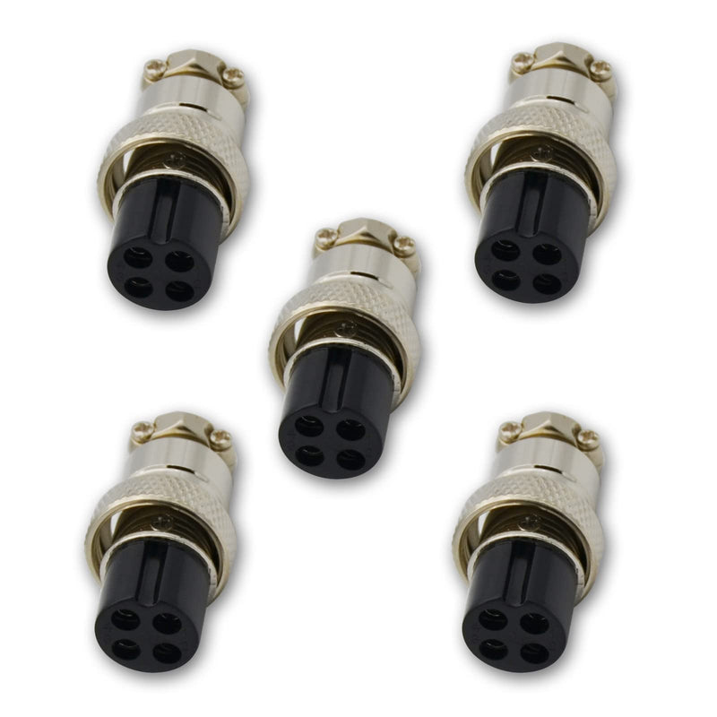  [AUSTRALIA] - Czyuntuo Aviation Plug Connector GX16 4 Pins Female Panel Metal Wire Connector 16mm Chassis Socket (5-Pack)