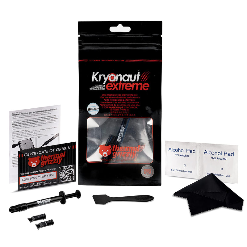 [AUSTRALIA] - Thermal Grizzly Kryonaut Extreme Bundle The High Performance Thermal Paste for Cooling All Processors, Graphics Cards, Heat Sinks in Computers & Consoles Includes Extra Cloth, Pads & Spatula (2 Gram)